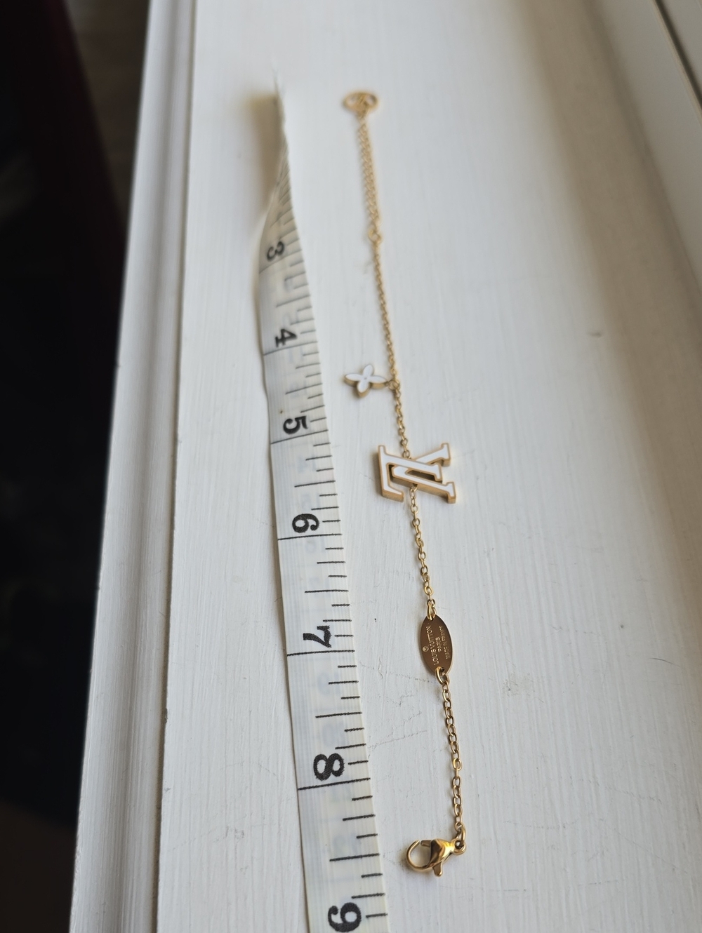 Gold Monogram Charm Logo Chain Bracelet